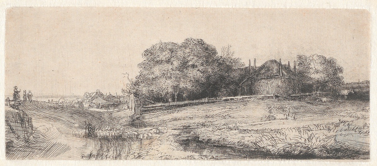Cottages and a Hay Barn on the Diemerdijk With a Flock of Sheep