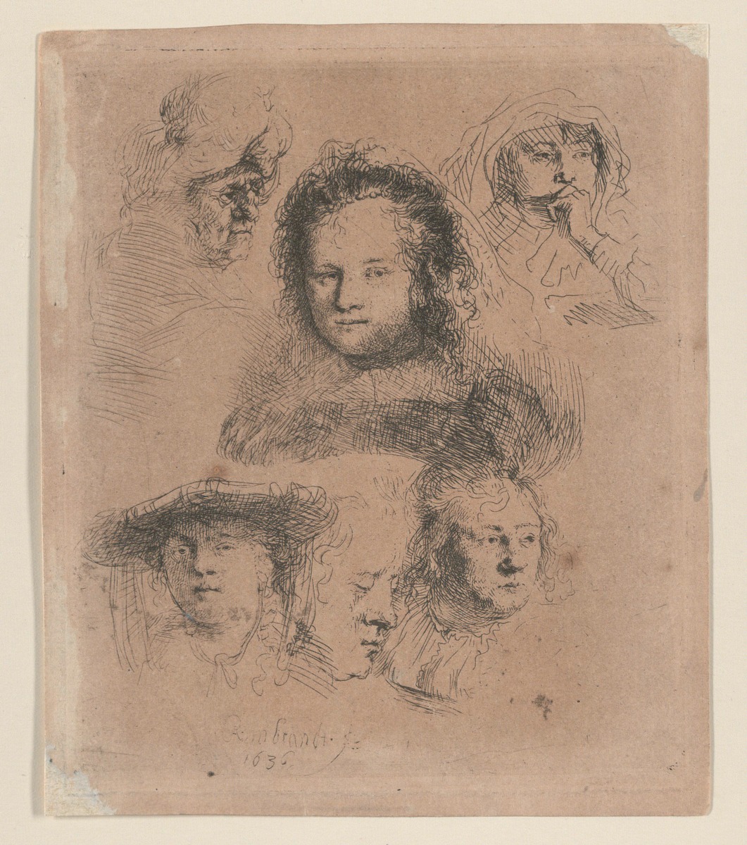 Studies of the Head of Saskia and Others
