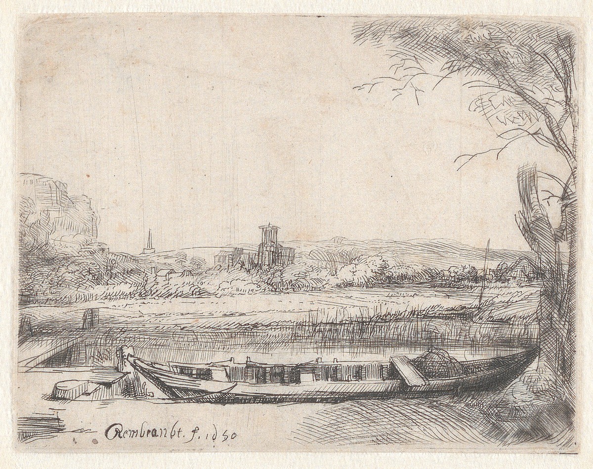 Canal With a Large Boat and a Bridge